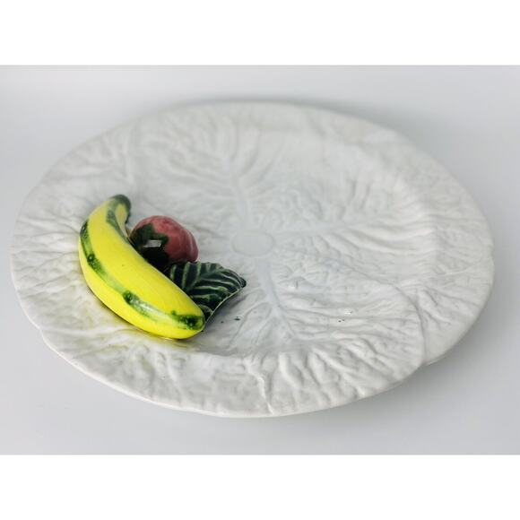 Majolica Vintage Cabbage Leaf/ 3D Fruit Plate Portugal 559 - Picture 4 of 13